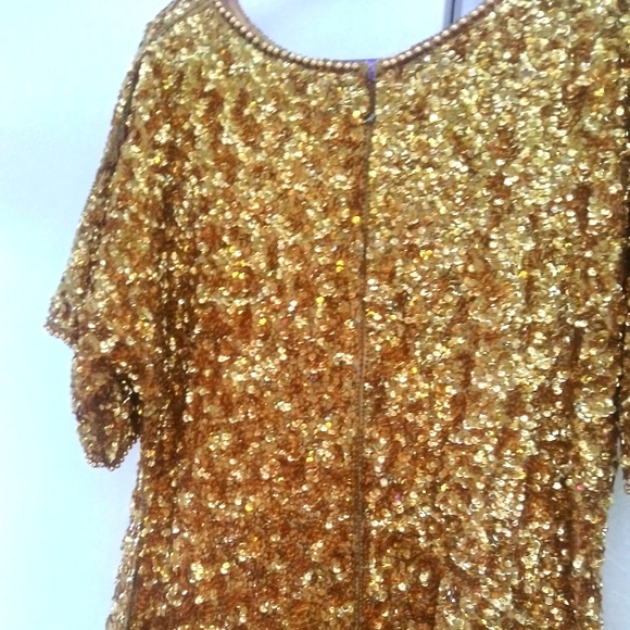 🌹Silk Gold Sequin Dress by Joseph le Bon - Picture 3 of 15